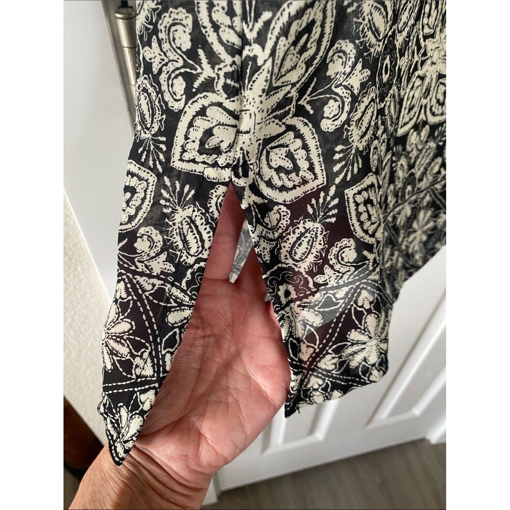 PontoCruz Black & White Lace-Up Boho Swimsuit Cover and Tunic Top Size L - Picture 6 of 11